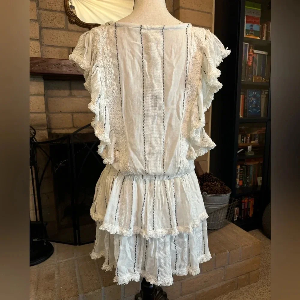 NWT SURF GYPSY Fringe Trim Ruffled Swim Cover Up - Large